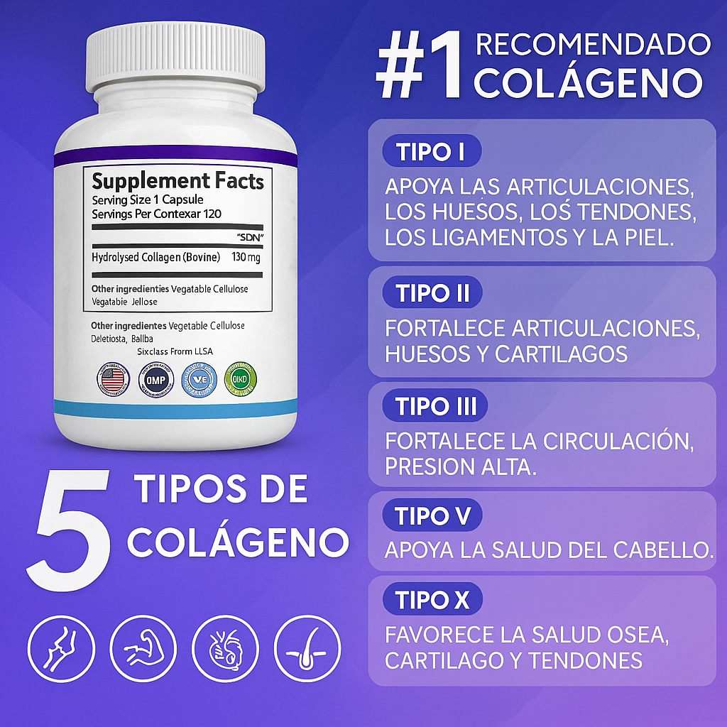 💪✨Collagen Peptides Complex™ — 5 Tipos de Colágeno en 1 💊⚡