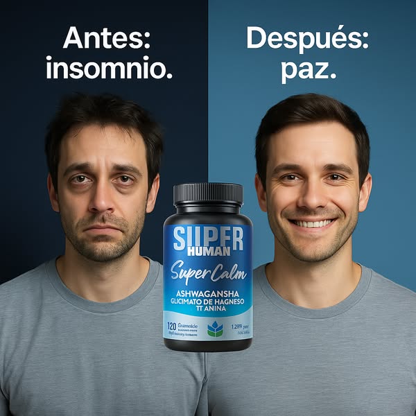 Super Calm™ - Cápsulas de L-Teanina, Ashwagandha y Glicinato de Magnesio 100% Natural (120 Cápsulas)